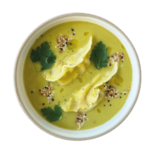 Asparagus Dumplings &amp; Green Peas